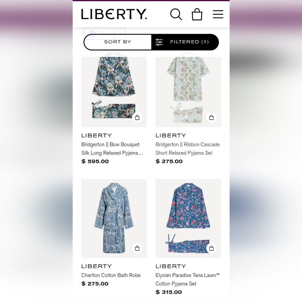 Liberty Of London Tana Lawn Cotton Fabric "Mauverina" Pajama Top - Picture 12 of 12